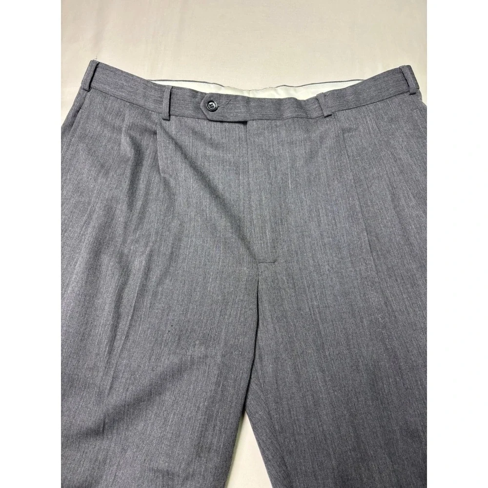 Brooks Brothers Mens Grey 100% Wool Pleated Cuffed Dress Pants Made Canada 38x30